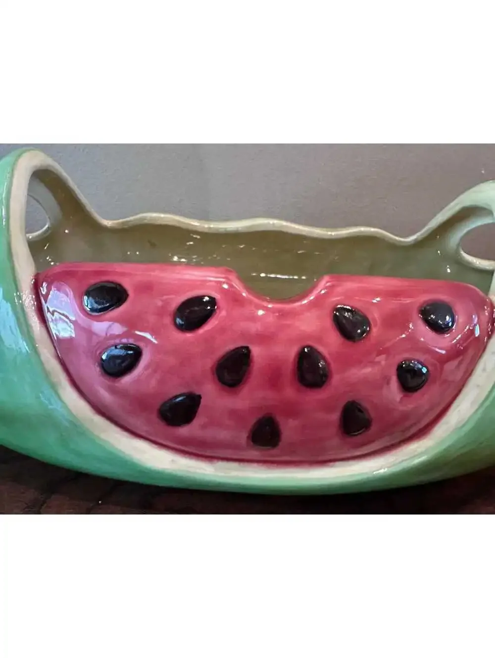 Ceramic Watermelon-Shaped Bowl with Handles